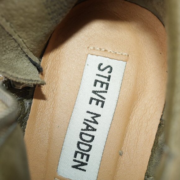 Steve Madden Womens Tobii Boot Size 6.5 Olive Suede Block Heel Bootie Comfy - Picture 12 of 13